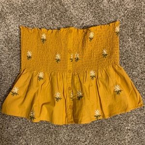 Yellow Daisy Crop Top with Flare